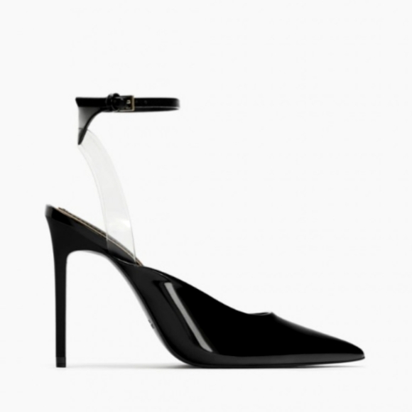 Zara Vinyl Patent Black Slingback Heels - Picture 7 of 10